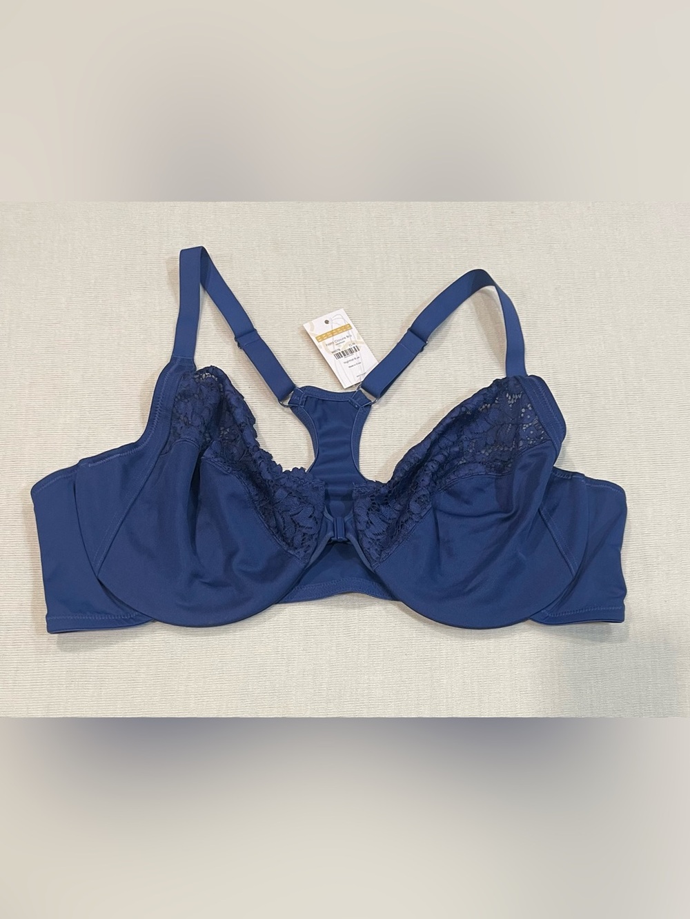 Delimira Front Closure Racerback Lace Underwire Bra Nightfall Blue Size 48C NWT